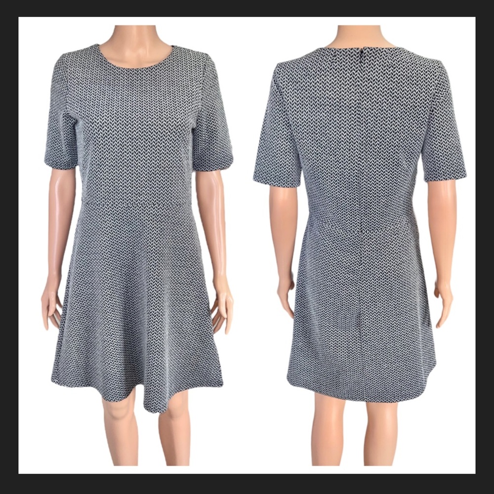 Forest Lily Herringbone Knit Fit and Flare Dress